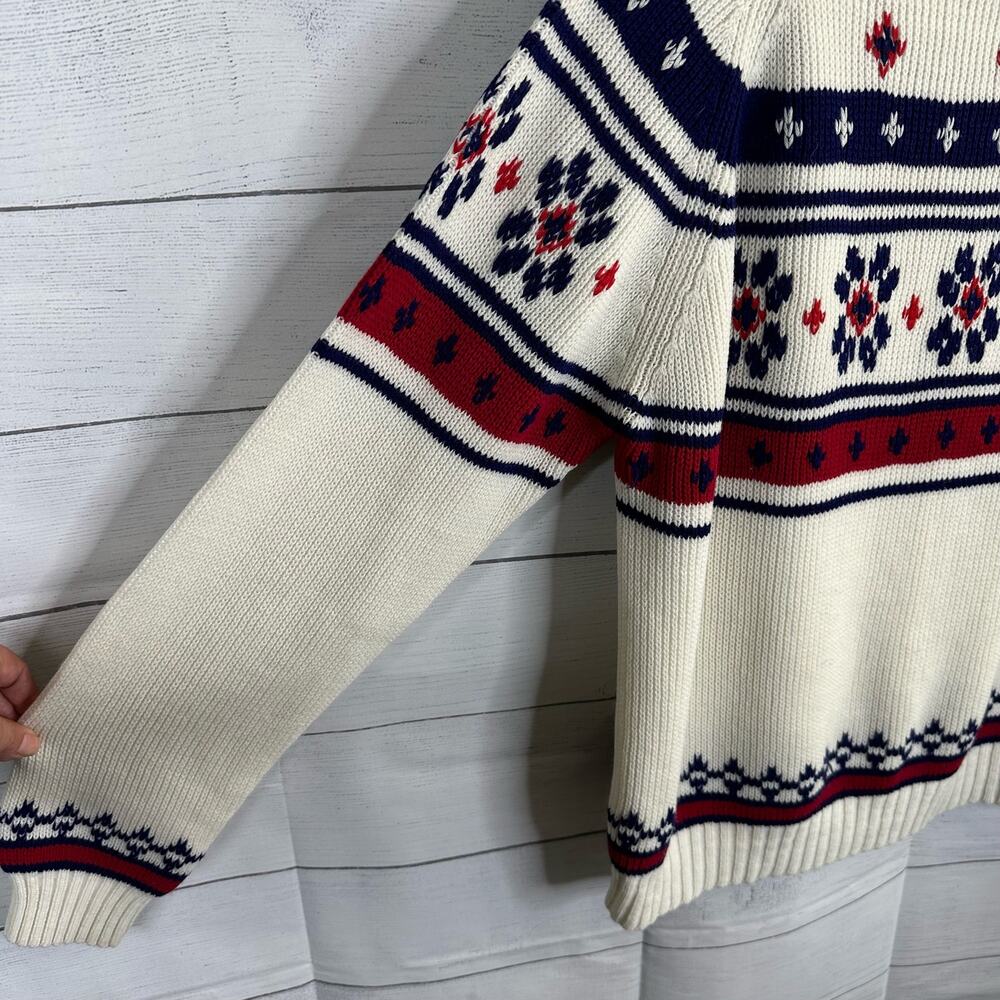 JC Penny Vintage Womens size Large Fair Isle Snowflake Print Knit Sweater - Picture 3 of 9